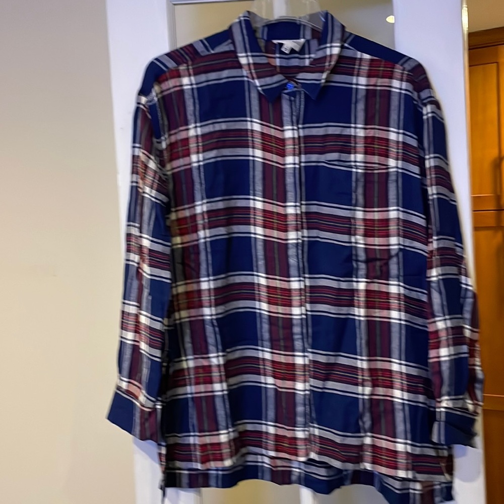 Olive+Oak Blue Plaid Button-Down Shirt, Size L